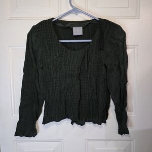 Rabbit Rabbit Rabbit Designs Made in‎ the USA Green Wrap Blouse Size 4 Petite